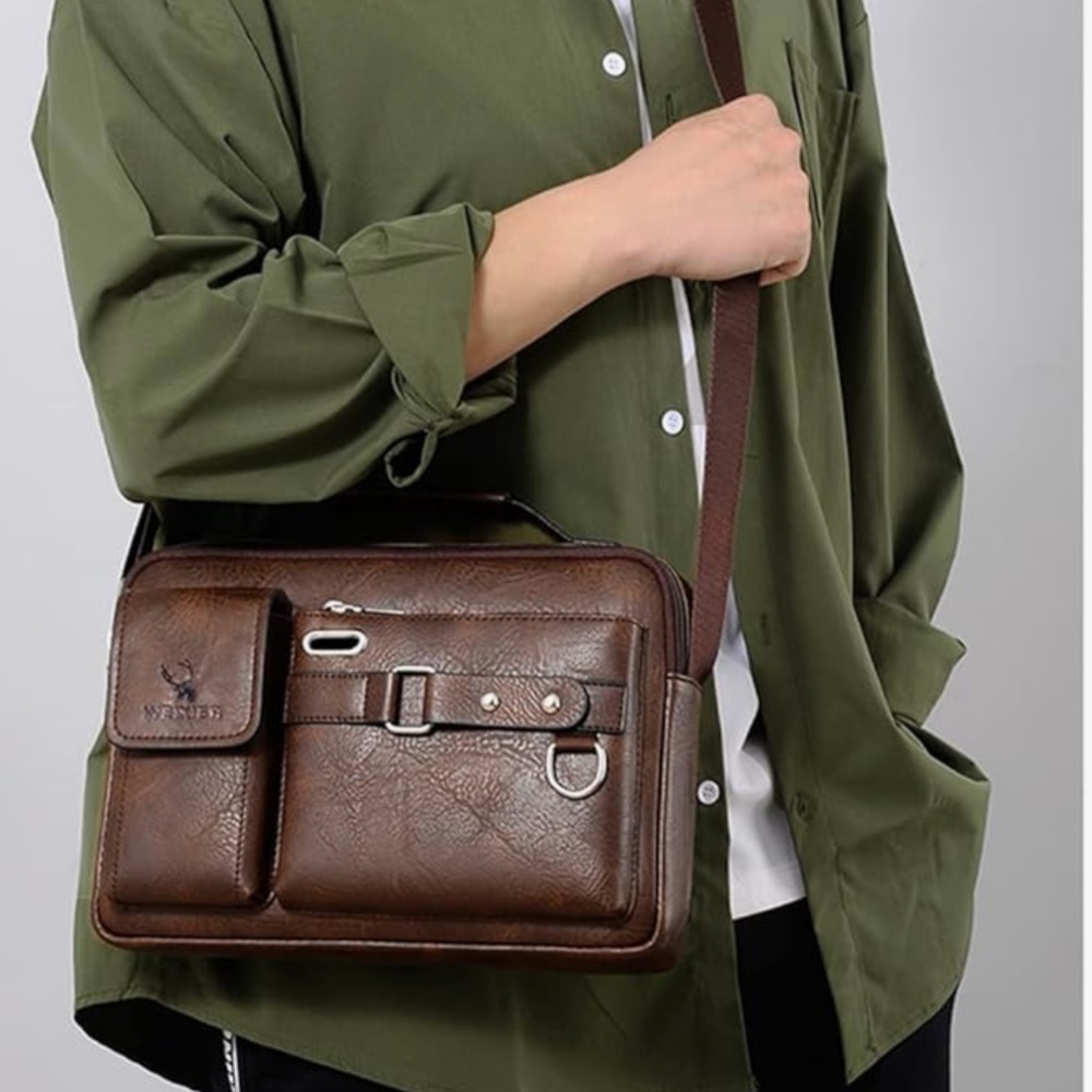 NWOT Weixier Men’s Brown Leather Crossbody